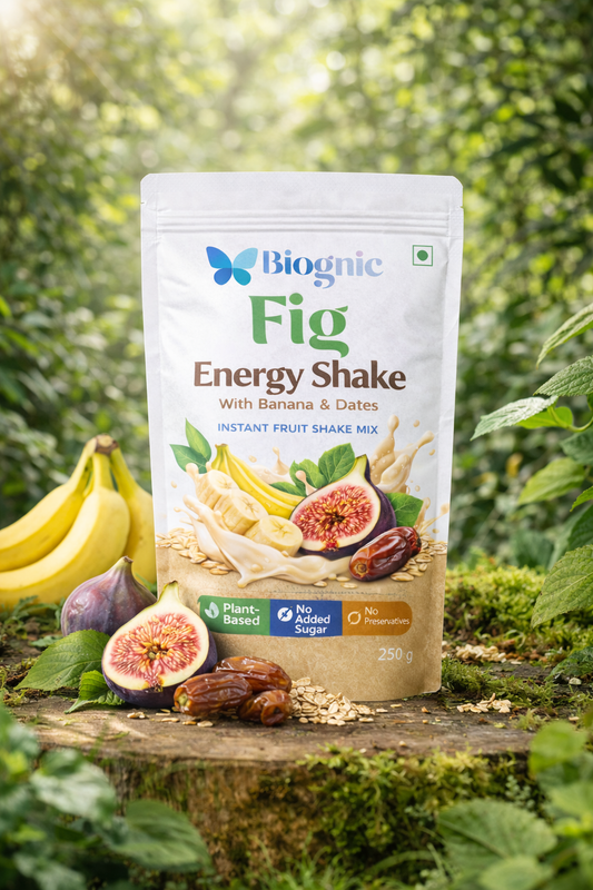 Biognic Fig Energy Shake – Instant Fruit Shake Mix with Banana & Dates (200 g)